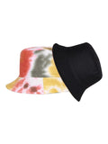 FabSeasons Multi Color Tie-Dye Reversible Bucket Hats: Orange-Green-Yellow
