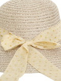 FabSeasons Beige Beach Hat with ribbon