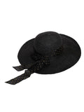 FabSeasons Black Beach Hat with ribbon