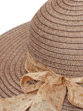 FabSeasons Brown Beach Hat with ribbon
