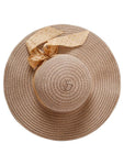 FabSeasons Brown Beach Hat with ribbon