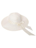 FabSeasons Cream Beach Hat with ribbon