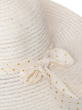 FabSeasons Cream Beach Hat with ribbon