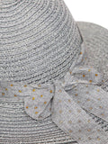 FabSeasons Grey Beach Hat with ribbon