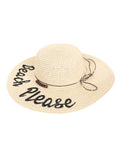 FabSeasons Long Brim Beach and Sun Hat for Women & Girls with Embroidary-Beach Please