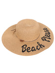 FabSeasons Long Brim Beach and Sun Hat for Women & Girls with Embroidary-Beach Please