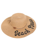 FabSeasons Long Brim Beach and Sun Hat for Women & Girls with Embroidary-Beach Please