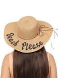 FabSeasons Long Brim Beach and Sun Hat for Women & Girls with Embroidary-Beach Please