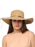 FabSeasons Long Brim Beach and Sun Hat for Women & Girls with Embroidary-Beach Please