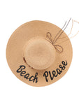 FabSeasons Long Brim Beach and Sun Hat for Women & Girls with Embroidary-Beach Please