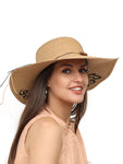 FabSeasons Long Brim Beach and Sun Hat for Women & Girls with Embroidary-Beach Please