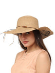 FabSeasons Long Brim Beach and Sun Hat for Women & Girls with Embroidary-Beach Please