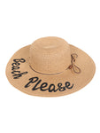 FabSeasons Long Brim Beach and Sun Hat for Women & Girls with Embroidary-Beach Please