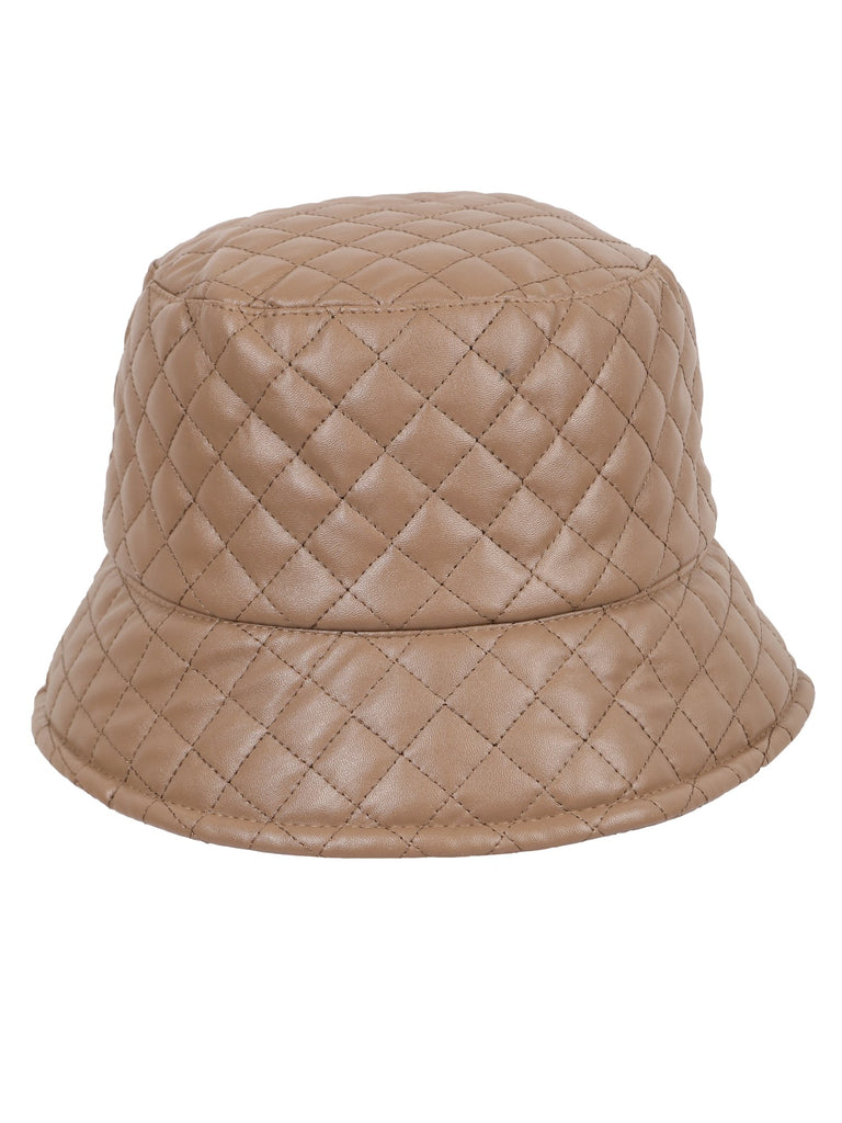 Stylish Waterproof PU Brown Bucket Hat For Women And Men Solid