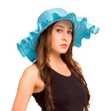 Fabseasons Blue Wavy Long Brim Sun Hat