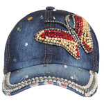 Fabseasons Denim Butterfly Studded Cap for Women and Girls, Adjustable strap