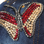 Fabseasons Denim Butterfly Studded Cap for Women and Girls, Adjustable strap freeshipping - FABSEASONS