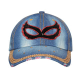 Denim Flare Medium Blue Studded Cap for Women and Girls, Adjustable strap.