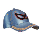 Denim Flare Medium Blue Studded Cap for Women and Girls, Adjustable strap.