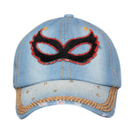 Denim Flare Denim Blue Studded Cap for Women and Girls, Adjustable strap