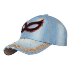 Denim Flare Denim Blue Studded Cap for Women and Girls, Adjustable strap freeshipping - FABSEASONS