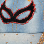 Denim Flare Denim Blue Studded Cap for Women and Girls, Adjustable strap