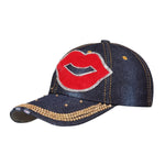 Fabseasons Dark Blue LOVE Studded Cap for Women and Girls, Adjustable strap