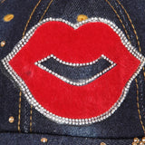 Fabseasons Dark Blue LOVE Studded Cap for Women and Girls, Adjustable strap