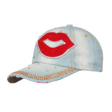 Fabseasons Light Denim LOVE Studded Cap for Women and Girls, Adjustable strap