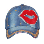 Fabseasons Medium Blue LOVE Studded Cap for Women and Girls, Adjustable strap freeshipping - FABSEASONS