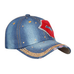 Fabseasons Medium Blue LOVE Studded Cap for Women and Girls, Adjustable strap