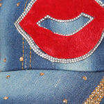 Fabseasons Medium Blue LOVE Studded Cap for Women and Girls, Adjustable strap