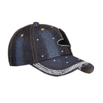 FabSeasons Designer Denim Studded Cap ,Adjustable strap
