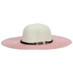 FabSeasons Long Brim Peach & Beige Beach and Sun Hat for Women & Girls