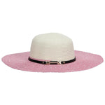 FabSeasons Long Brim Pink & Beige Beach and Sun Hat for Women & Girls