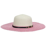 FabSeasons Long Brim Pink & Beige Beach and Sun Hat for Women & Girls