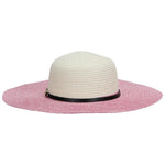 FabSeasons Long Brim Pink & Beige Beach and Sun Hat for Women & Girls