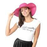 FabSeasons Plain Long Brim Pink Beach and Sun Hat