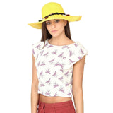 FabSeasons Plain Long Brim Yellow Beach and Sun Hat