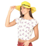 FabSeasons Plain Long Brim Yellow Beach and Sun Hat