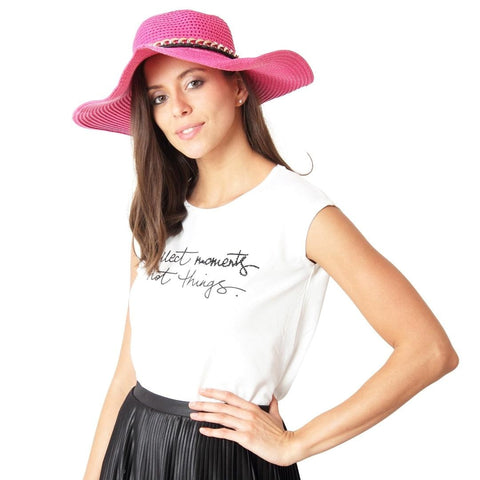 FabSeasons Long Brim Pink Beach and Sun Hat for Women & Girls