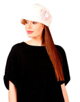 FabSeasons White Fancy Fashion Cloche / Cap for Women & Girls