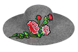 FabSeasons Grey Beach Hat with Floral embroidery