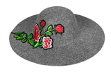 FabSeasons Grey Beach Hat with Floral embroidery