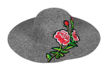 FabSeasons Long Brim Grey Beach with Floral embroidery Patch for Women & Girls freeshipping - FABSEASONS