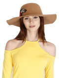 FabSeasons Lightbrown Beach Hat with Floral embroidery