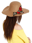 FabSeasons Lightbrown Beach Hat with Floral embroidery