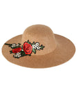 FabSeasons Lightbrown Beach Hat with Floral embroidery