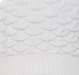 FabSeasons White Acrylic Woolen Winter Cap with Faux Fur Pom Pom on top