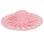 FabSeasons Long Brim Beach Sun Hat & Cap with Baby Pink Polka dots for Women freeshipping - FABSEASONS